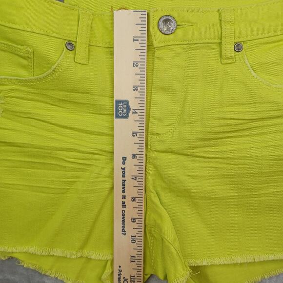Lauren Conrad Cutoff Denim Jean Shorts Women Sz 10 Lime 3" Mid Rise Distressed - Picture 9 of 11